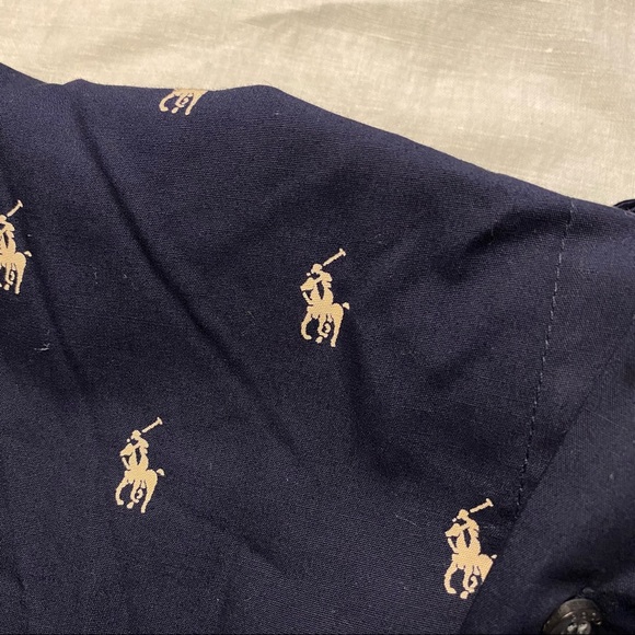 NWT Polo Ralph Lauren 5XT TALL navy blue cream logo print cotton pajama pants - Picture 6 of 7